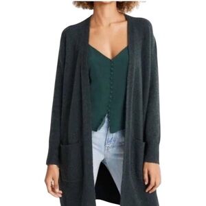 MERINO MADEWELL KENT Alpaca Open Front Green Cardigan Pockets Slouchy Soft SZ S